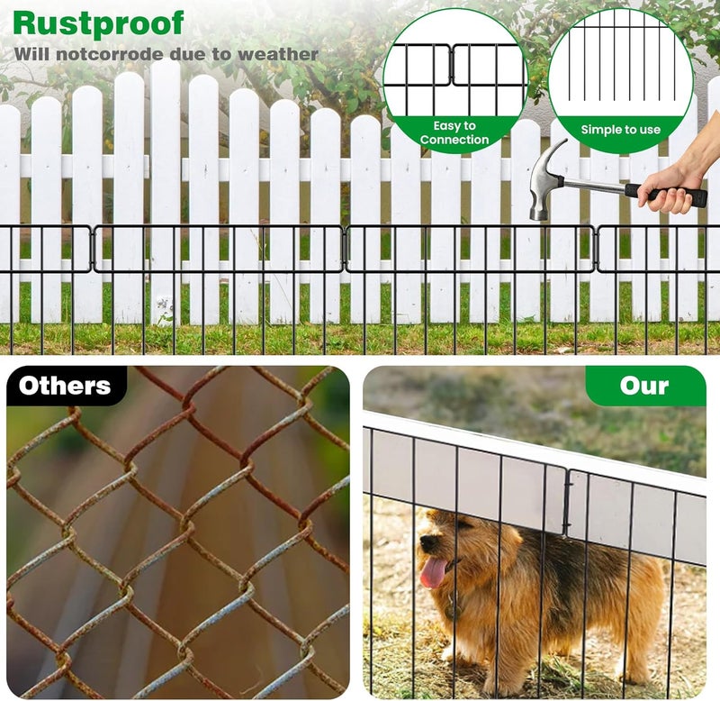 HIHADUUM 30Ft(L) X 13Inch(H) Animal Barrier Fence - 21 Pack Garden Fence Animal Barrier Garden Border, Rustproof Metal Fencing Panels, No Dig Fence Panels Defense for Dogs, Rabbits, Outdoor Patio - Image 5